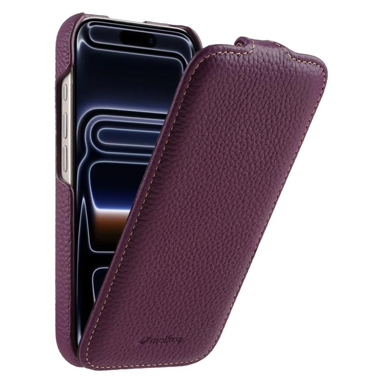 Funda para teléfono Melkco con textura de lichi, apertura vertical y magnética, de cuero genuino., For iPhone 17 Pro Max, For iPhone 17 Pro, For iPhone 17, For iPhone Air