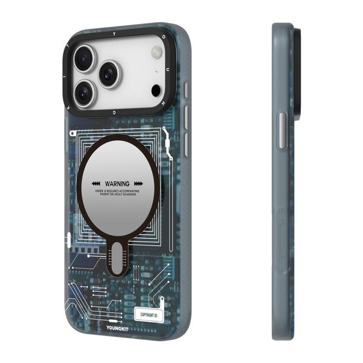 Funda magnética para teléfono YOUNGKIT Technology Series IMD de policarbonato rígido, For iPhone 17 Pro Max, For iPhone 17 Pro, For iPhone 17, For iPhone Air