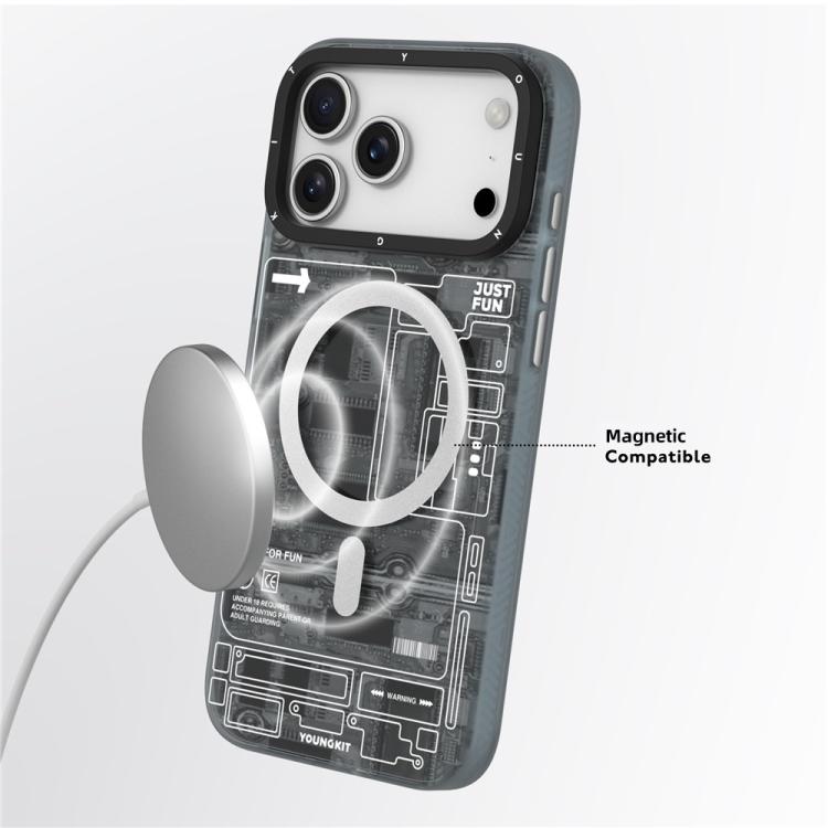 Funda magnética para teléfono YOUNGKIT Technology Series IMD de policarbonato rígido, For iPhone 17 Pro Max, For iPhone 17 Pro, For iPhone 17, For iPhone Air