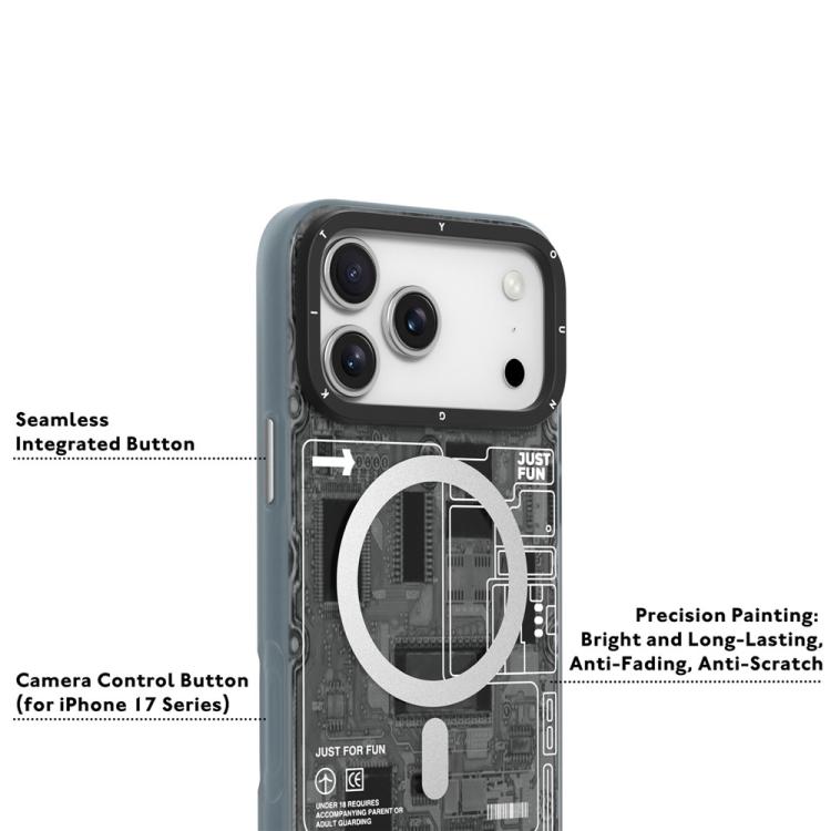 Funda magnética para teléfono YOUNGKIT Technology Series IMD de policarbonato rígido, For iPhone 17 Pro Max, For iPhone 17 Pro, For iPhone 17, For iPhone Air