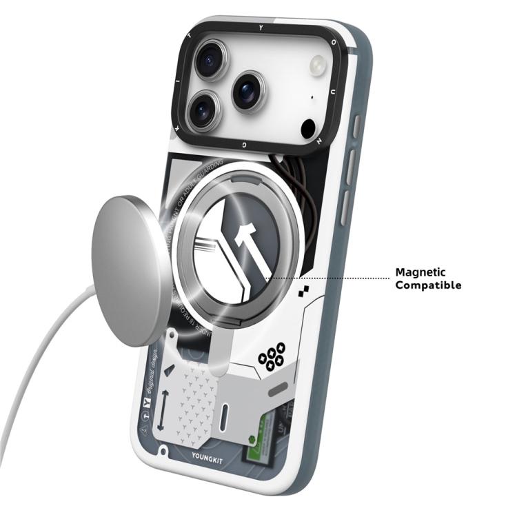 Funda magnética para teléfono YOUNGKIT Starship Series con soporte giratorio IMD TPU, For iPhone 17 Pro Max, For iPhone 17 Pro