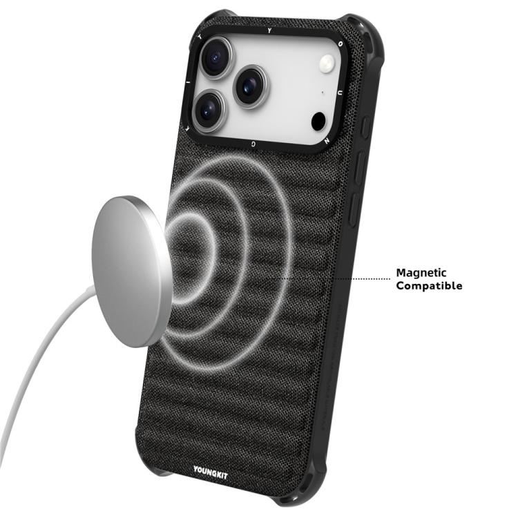 Funda magnética para teléfono YOUNGKIT con textura de tela vaquera y TPU., For iPhone 17 Pro Max, For iPhone 17 Pro