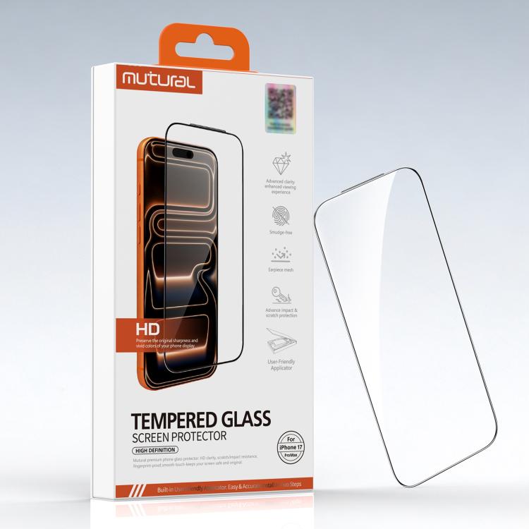 Película protectora de vidrio templado HD Mutural Easy Install para cámaras sin polvo, For iPhone 17 Pro Max, For iPhone 17 Pro, For iPhone 17, For iPhone Air