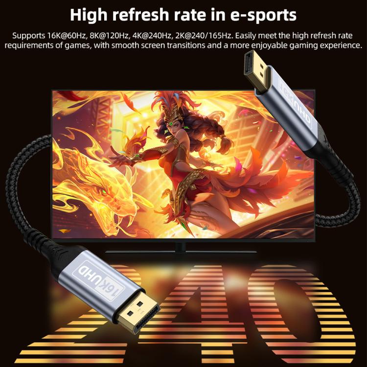 Cable adaptador para monitor de juegos HD 16K DP a DP 2.1, 1m, 2m, 3m, 5m