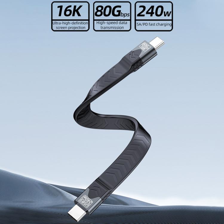 Cable de datos USB5 240W 16K 80Gbps Tipo-C a Tipo-C para Thunderbolt 5 FPC de función completa
