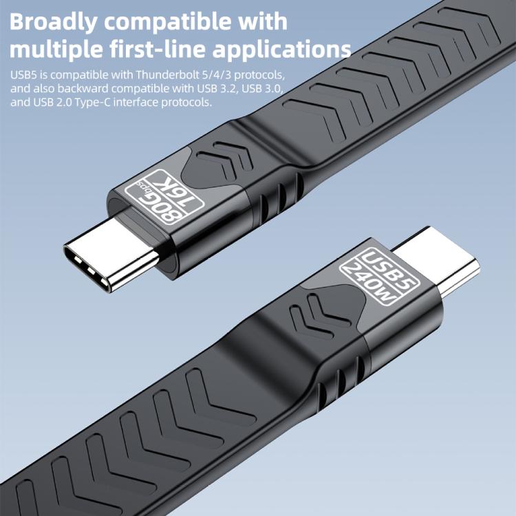 Cable de datos USB5 240W 16K 80Gbps Tipo-C a Tipo-C para Thunderbolt 5 FPC de función completa