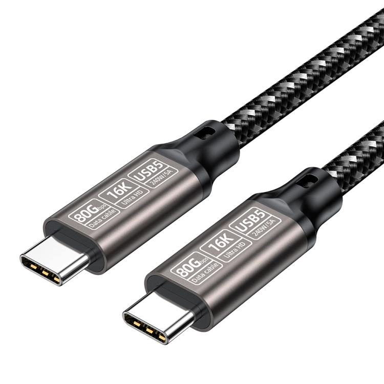 Cable de datos USB5 de 240 W, 16K, 80 Gbps, de tipo C a tipo C, Thunderbolt 4, con todas las funciones.