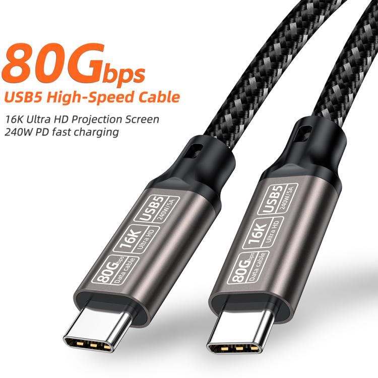Cable de datos USB5 de 240 W, 16K, 80 Gbps, de tipo C a tipo C, Thunderbolt 4, con todas las funciones.