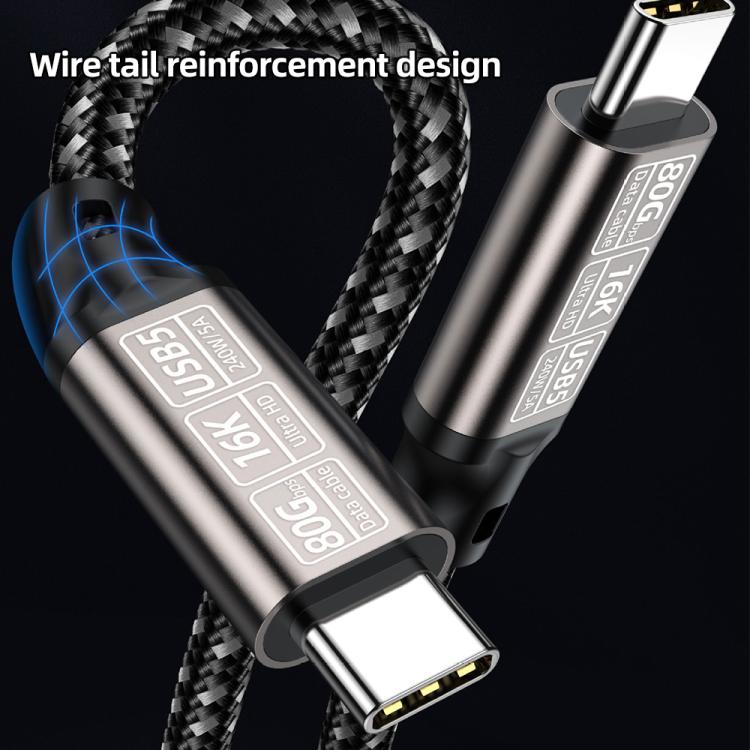 Cable de datos USB5 de 240 W, 16K, 80 Gbps, de tipo C a tipo C, Thunderbolt 4, con todas las funciones.
