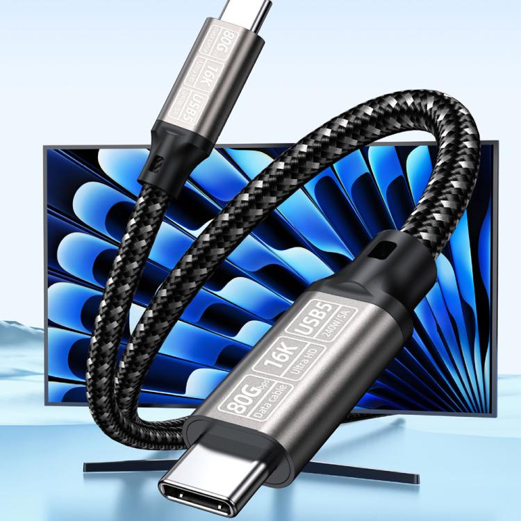 Cable de datos USB5 de 240 W, 16K, 80 Gbps, de tipo C a tipo C, Thunderbolt 4, con todas las funciones.