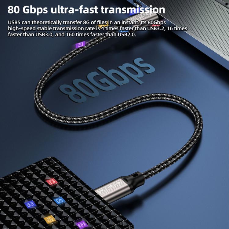 Cable de datos USB5 de 240 W, 16K, 80 Gbps, de tipo C a tipo C, Thunderbolt 4, con todas las funciones.