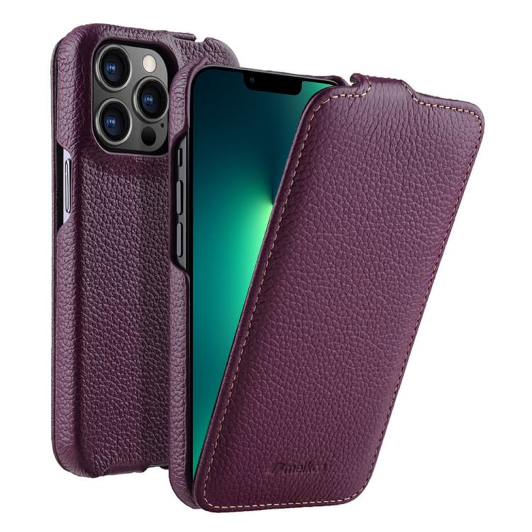Funda para teléfono Melkco con textura de lichi, apertura vertical y magnética, de cuero genuino., For iPhone 13 Pro Max, For iPhone 13 Pro, For iPhone 13