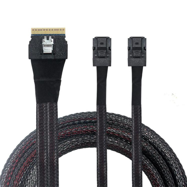 Cable de conexión SlimSAS de alta velocidad WG173 SFF-86548X a 2 x SFF-86434X, 0.5m, 0.8m
