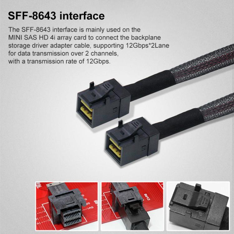 Cable de conexión SlimSAS de alta velocidad WG173 SFF-86548X a 2 x SFF-86434X, 0.5m, 0.8m