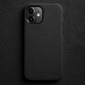 Funda para teléfono de piel auténtica con textura de lichi de melkco con marco de lente metálico, For iPhone 12, For iPhone 12 Pro Max, For iPhone 12 Pro