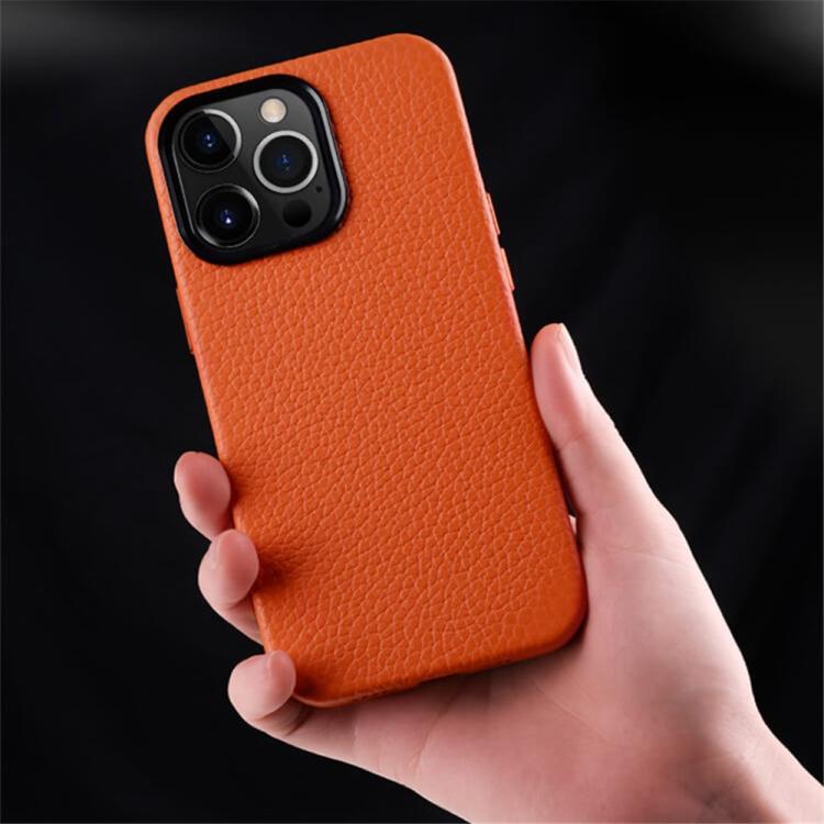 Funda para teléfono de piel auténtica con textura de lichi de melkco con marco de lente metálico, For iPhone 15 Pro Max, For iPhone 15 Pro, For iPhone 15, For iPhone 14, For iPhone 14 Pro, For iPhone 14 Pro Max, For iPhone 13 Pro Max, For iPhone 13 Pro...