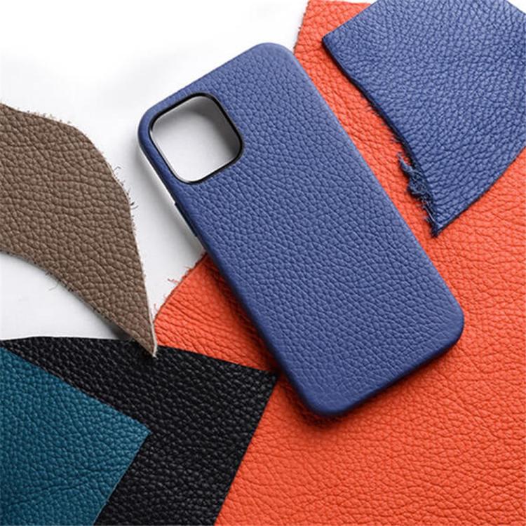 Funda para teléfono de piel auténtica con textura de lichi de melkco con marco de lente metálico, For iPhone 12, For iPhone 12 Pro Max, For iPhone 12 Pro