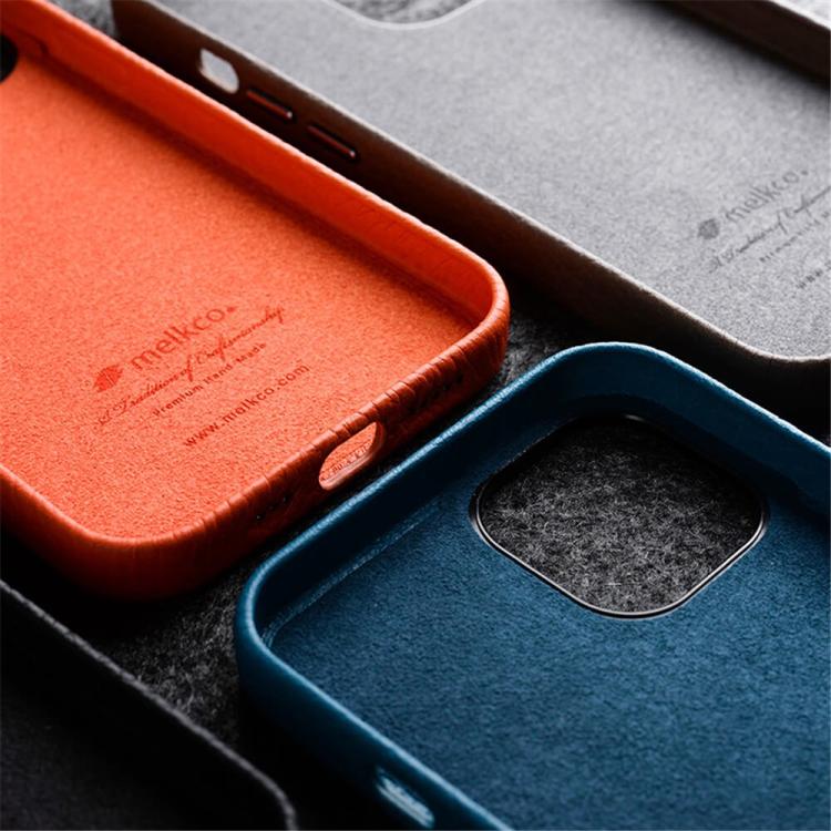 Funda para teléfono de piel auténtica con textura de lichi de melkco con marco de lente metálico, For iPhone 12, For iPhone 12 Pro Max, For iPhone 12 Pro