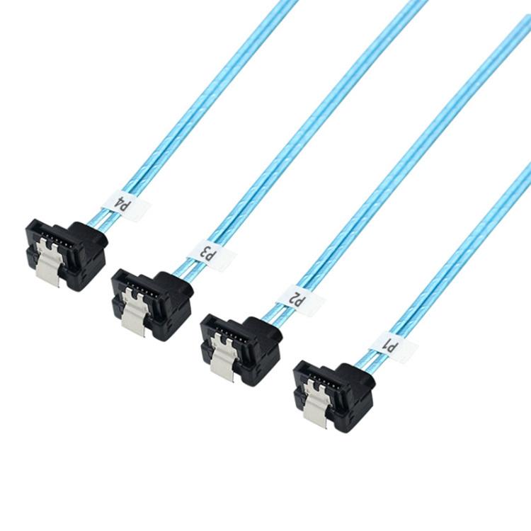 Cable WG174 de 4 conectores SATA rectos a 4 conectores SATA acodados de 6 Gbps, 0.5m, 1m