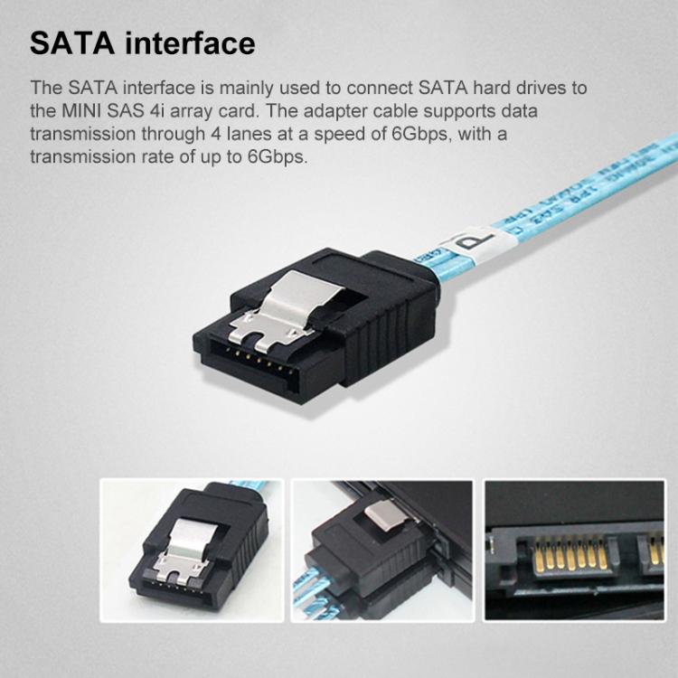 Cable WG174 de 4 conectores SATA rectos a 4 conectores SATA acodados de 6 Gbps, 0.5m, 1m