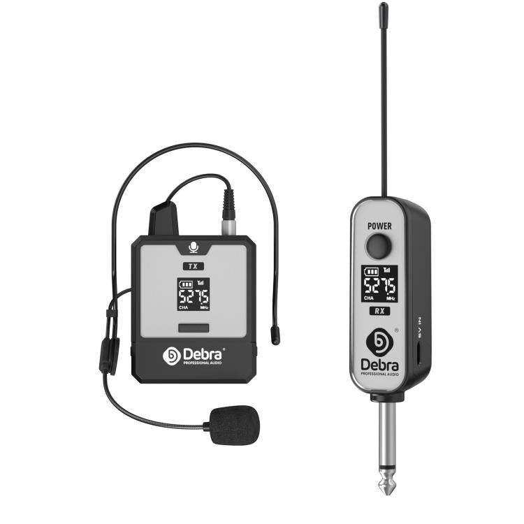Sistema de micrófono inalámbrico UHF de diadema DEBRA DT-01 (1 transmisor y 1 receptor), DT-01