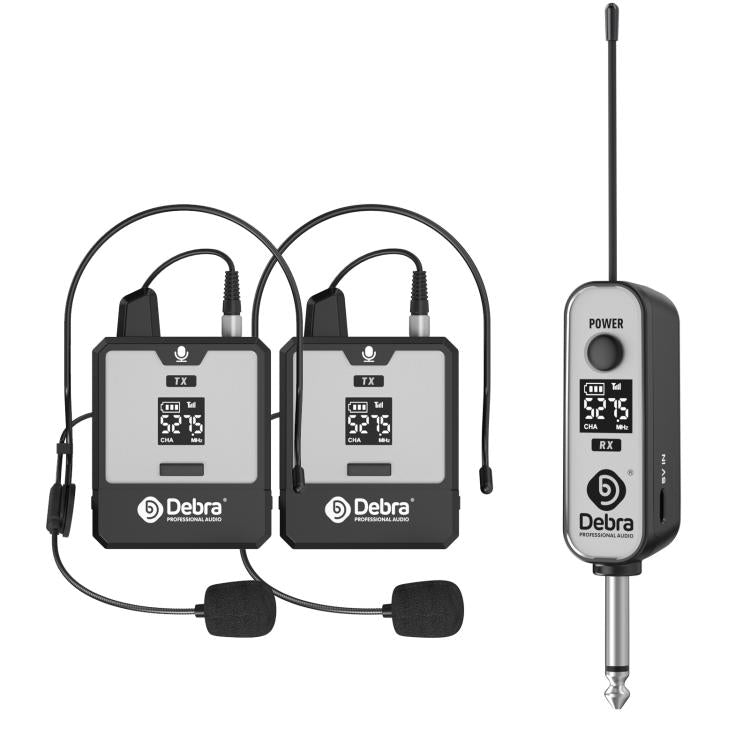 Sistema de micrófono inalámbrico UHF de diadema DEBRA DT-02, 2 transmisores y 1 receptor., DT-02