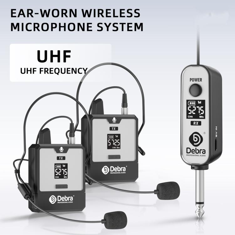 Sistema de micrófono inalámbrico UHF de diadema DEBRA DT-02, 2 transmisores y 1 receptor., DT-02