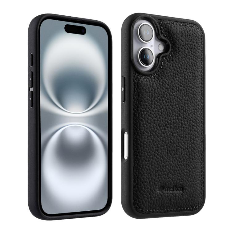 Funda híbrida para teléfono de policarbonato con textura de lichi de melkco, cobertura total., For iPhone 16