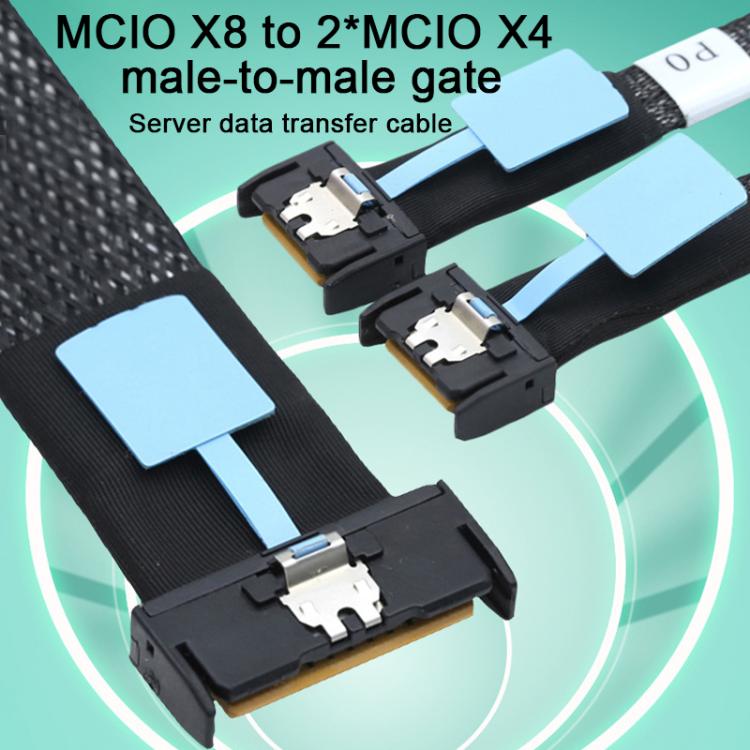 Cable adaptador de datos para servidor SlimeSAS WG185 MCIOx8 a 2xMCIOx4 Gen5MCIOx8, SlimeSAS MCIOx8 to 2xMCIOx4 Gen5MCIOx8