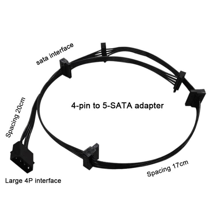 Adaptador de extensión de alimentación para disco duro WG194 IDE de 4 pines a 5xSATA de 15 pines (1 a 5)., 0.6m