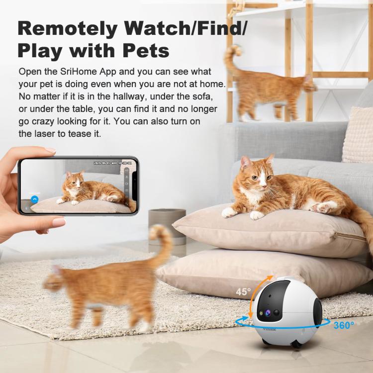 Cámara robot inteligente para mascotas SriHome DH013 Plus de 4 MP con base de carga automática., US Plug, UK Plug, EU Plug, AU Plug