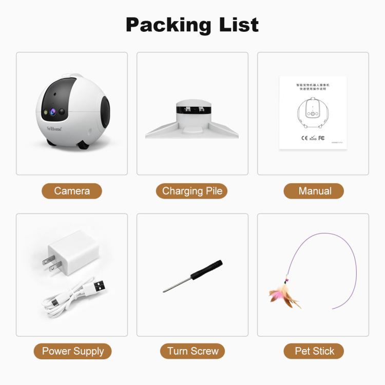 Cámara robot inteligente para mascotas SriHome DH013 Plus de 4 MP con base de carga automática., US Plug, UK Plug, EU Plug, AU Plug