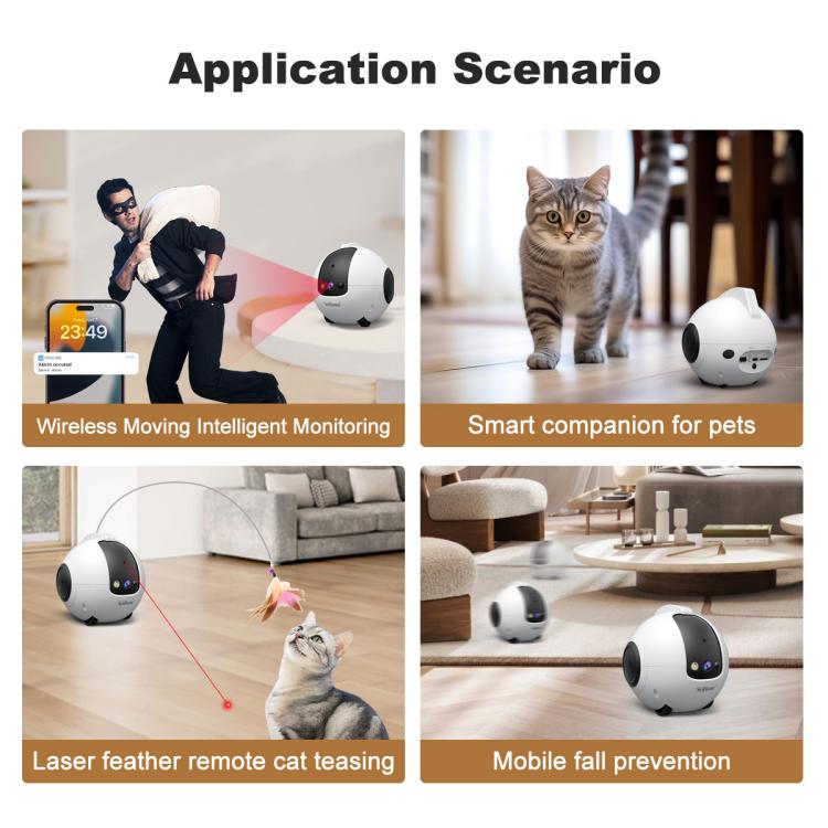 Cámara robot inteligente para mascotas SriHome DH013 Plus de 4 MP con base de carga automática., US Plug, UK Plug, EU Plug, AU Plug