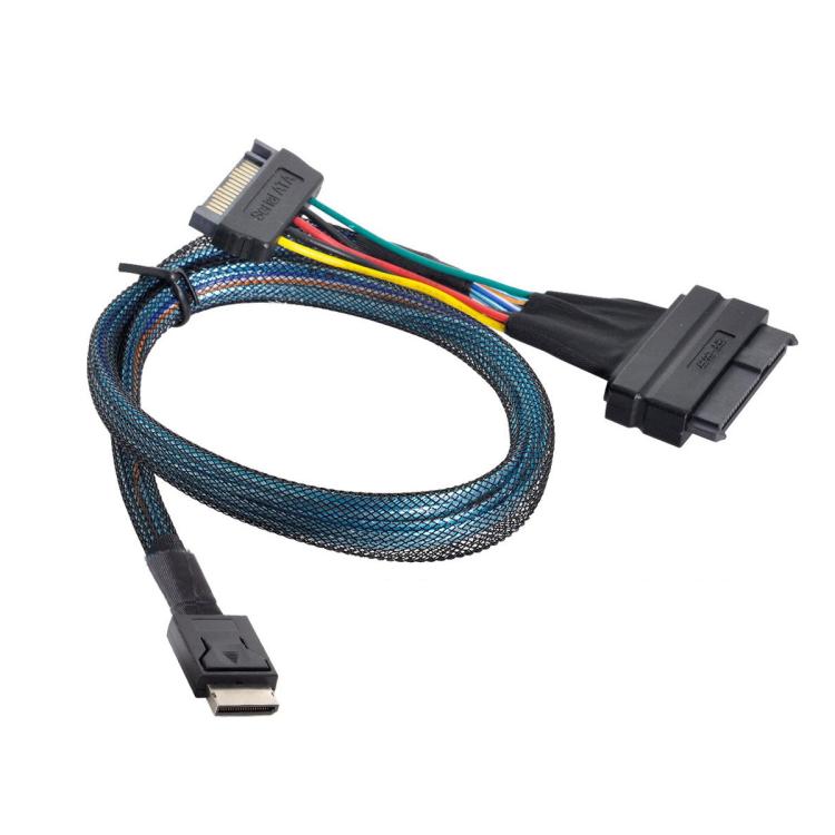 Cable de conexión SSD Oculink SFF-8611 a U.2 SFF-8639 SATA de 15 pines PCIe 4.0 Cable de alimentación para servidor, 0.5m, 0.7m