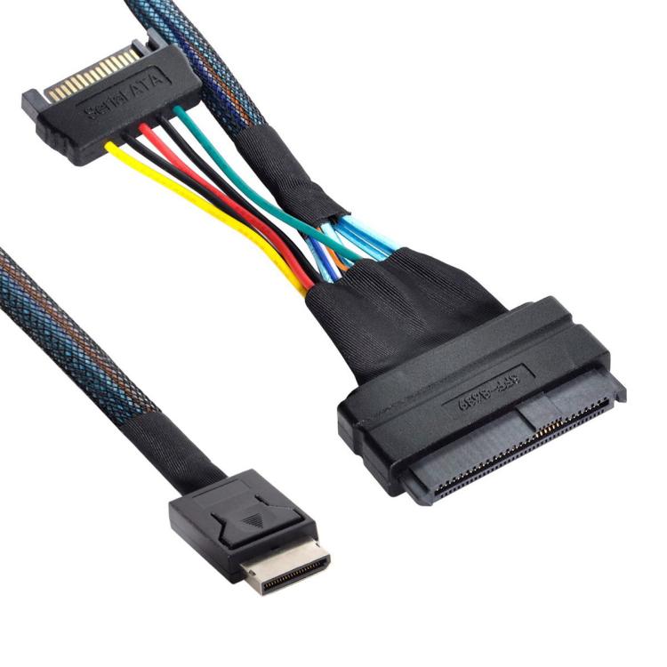 Cable de conexión SSD Oculink SFF-8611 a U.2 SFF-8639 SATA de 15 pines PCIe 4.0 Cable de alimentación para servidor, 0.5m, 0.7m