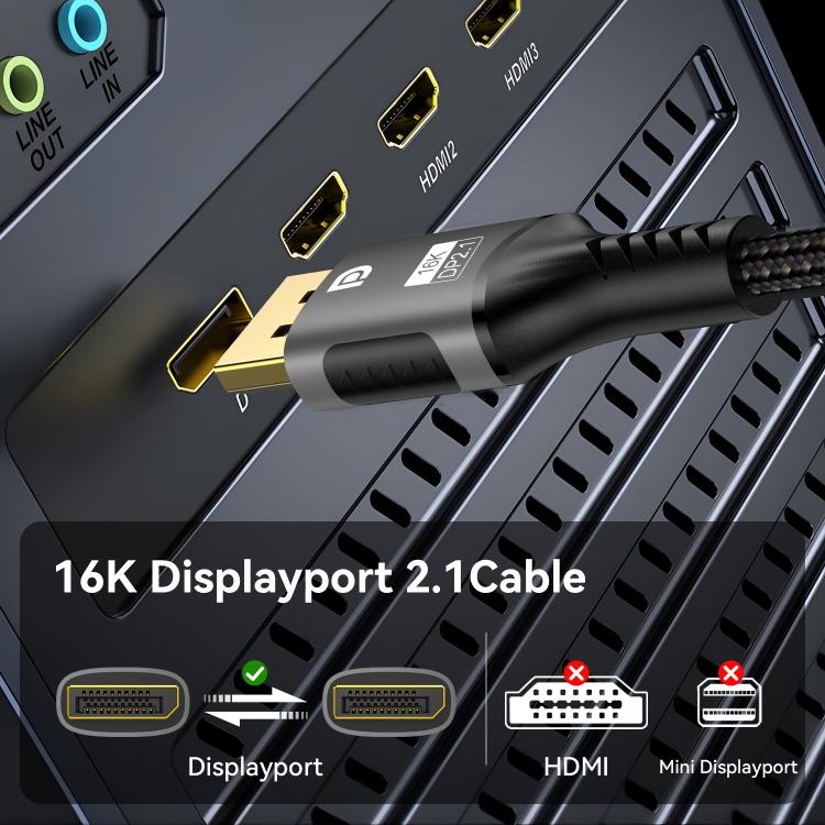 Cable de vídeo WG230 8K 120Hz DP2.1 a DP2.1 de alto ancho de banda y alta frecuencia de actualización, 1m, 2m, 3m