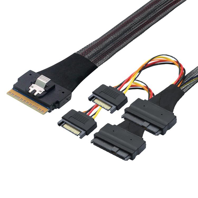 Cable adaptador para SSD SFF-8654 8i a Dual NVMe U.2 SFF-8639, 0.8m