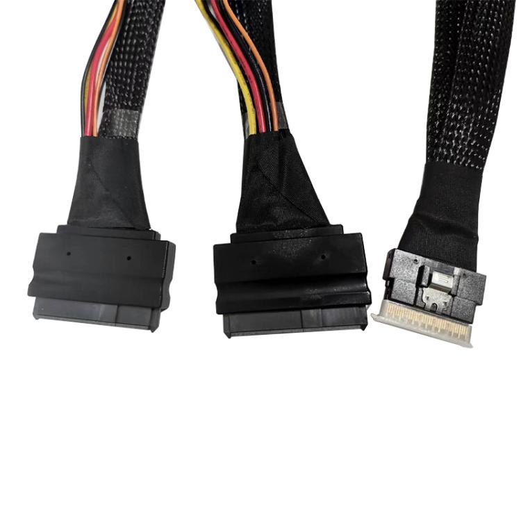 Cable adaptador para SSD SFF-8654 8i a Dual NVMe U.2 SFF-8639, 0.8m