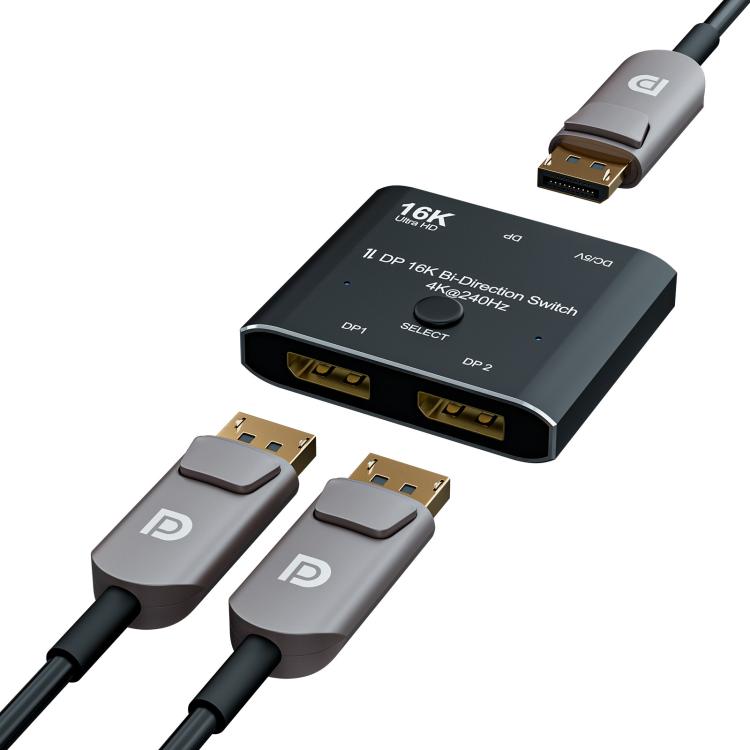 Convertidor de vídeo Ultra-HD bidireccional WG234 2 entradas 1 salida DP 16K, 16K Switcher(Black)