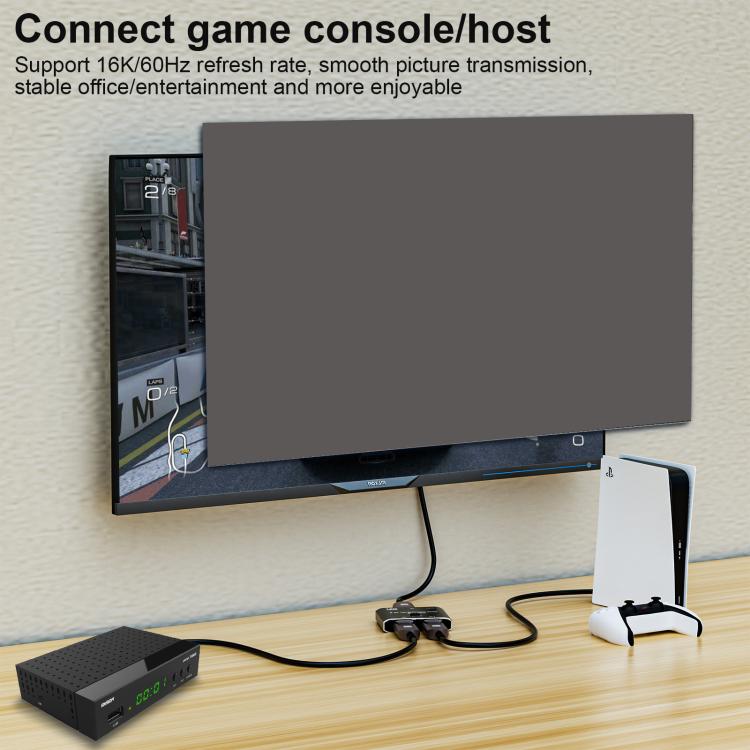 Convertidor de vídeo Ultra-HD bidireccional WG234 2 entradas 1 salida DP 16K, 16K Switcher(Black)