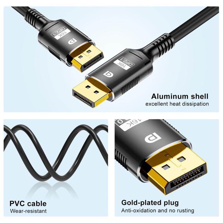 Cable adaptador HD WG231 16K 60Hz DisplayPort 2.1 macho a DisplayPort 2.1 macho, 1m, 2m, 3m