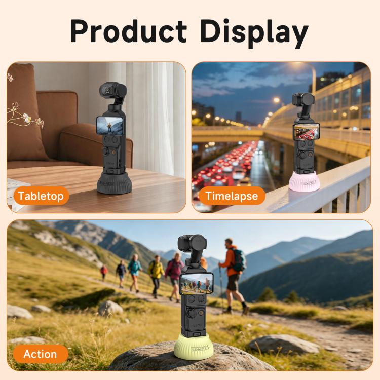 Soporte de silicona Sunnylife para DJI Osmo Pocket 4/3, base para consola central de coche, estabilizador de escritorio., Car Base, Tabletop Base