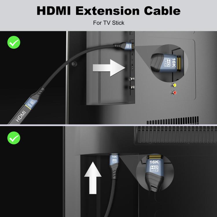 Cable adaptador WG236 HDMI 2.2 macho a HDMI 2.2 hembra 16K 60HZ HD, 0.5m, 1m, 1.5m, 2m