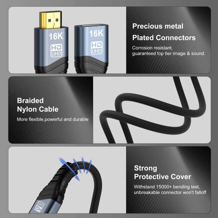 Cable adaptador WG236 HDMI 2.2 macho a HDMI 2.2 hembra 16K 60HZ HD, 0.5m, 1m, 1.5m, 2m