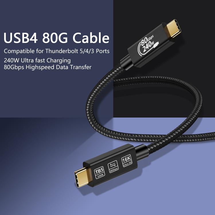 Cable de carga rápida WG240 USB/Tipo-C a Tipo-C Thunderbolt 5 de 240 W y 240 Gbps, WG240