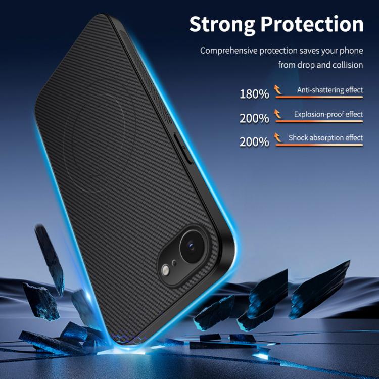 Funda para teléfono híbrida de PC y TPU con textura de fibra de carbono magnética de la serie WANLONFENG TQ, For iPhone 17e / 16e, For iPhone 17 Pro Max, For iPhone 17 Pro, For iPhone 17, For iPhone Air, For iPhone 16 Pro Max, For iPhone 16 Pro        ...