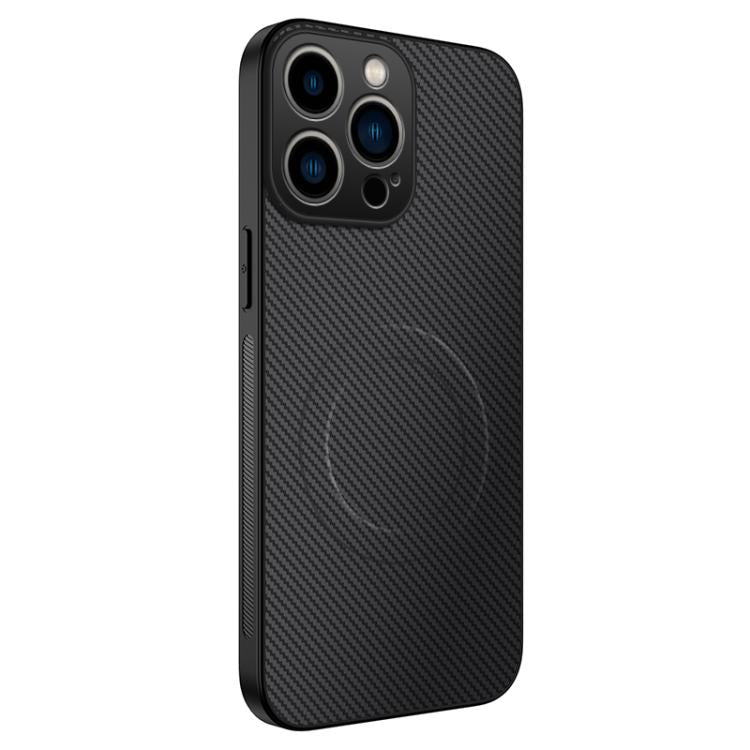 Funda para teléfono híbrida de PC y TPU con textura de fibra de carbono magnética de la serie WANLONFENG TQ, For iPhone 14 Pro, For iPhone 14 Pro Max, For iPhone 13 Pro Max, For iPhone 13 Pro, For iPhone 13