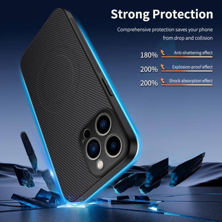 Funda para teléfono híbrida de PC y TPU con textura de fibra de carbono magnética de la serie WANLONFENG TQ, For iPhone 14 Pro, For iPhone 14 Pro Max, For iPhone 13 Pro Max, For iPhone 13 Pro, For iPhone 13