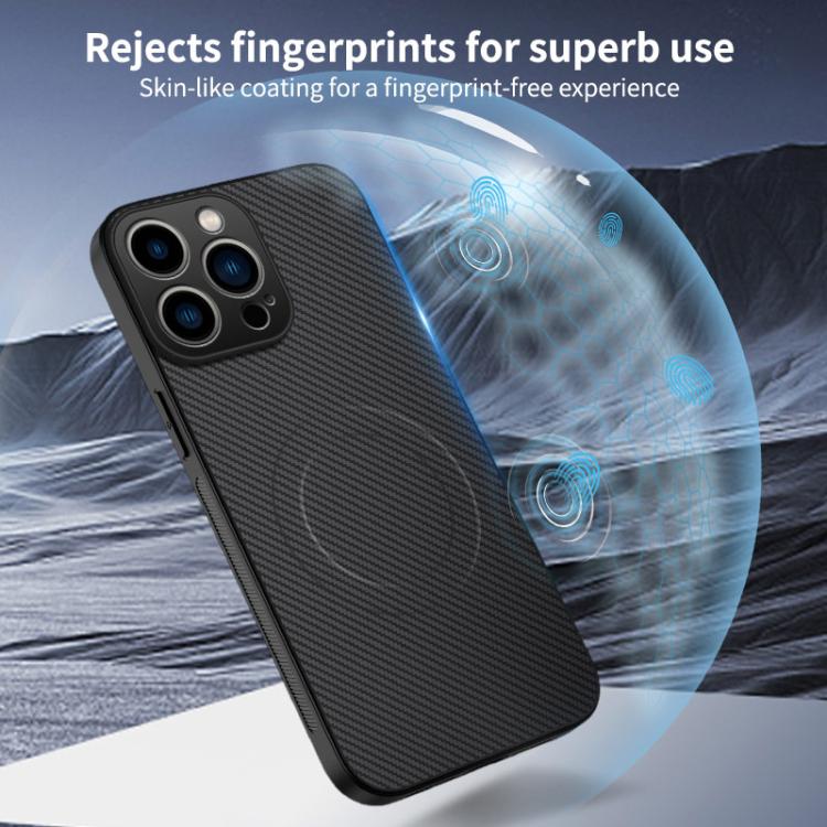 Funda para teléfono híbrida de PC y TPU con textura de fibra de carbono magnética de la serie WANLONFENG TQ, For iPhone 14 Pro, For iPhone 14 Pro Max, For iPhone 13 Pro Max, For iPhone 13 Pro, For iPhone 13