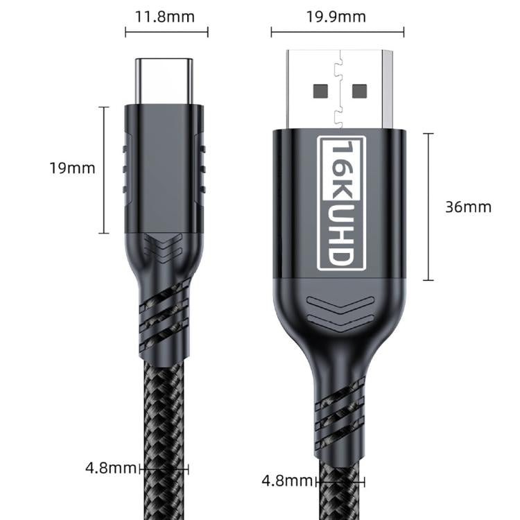 Cable adaptador Thunderbolt WG226 16K Ultra HD Tipo-C a DP 2.1 con logotipo, 1.5m, 1.8m
